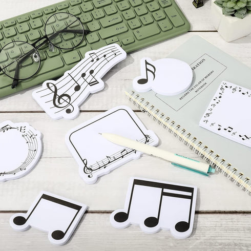 Whaline 960Pcs Music Themed Sticky Notes White Black Musical Self-Stick Notes 8 Designs Musical Notes Message Reminder Pads for Annotating Books O...