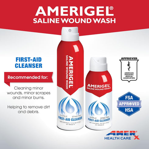 AMERIGEL - Saline Wound Wash - First Aid Cleansing Solution - Advanced Skin and Wound Care - 7.1 Oz....