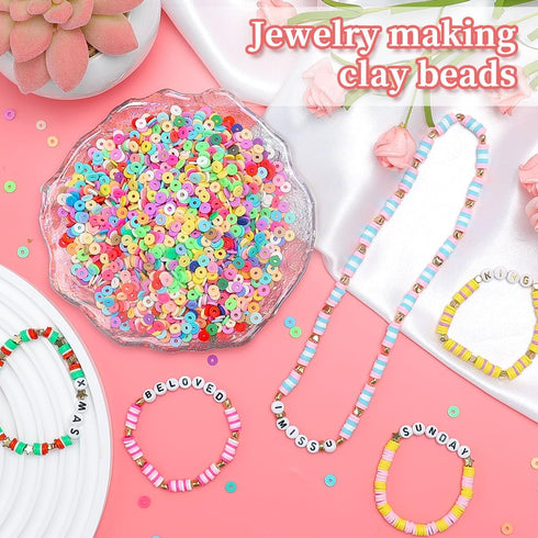 Praisebank Clay Beads, 2000pcs Pink Clay Beads,Bracelet Making, Polymer Clay Beads, Beads, Clay Beads for Bracelets Making, Beads for Jewelry Maki...