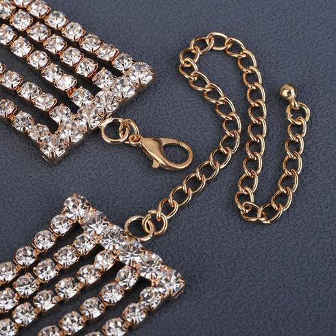 Chargances Boho Rhinestone Heart Choker Crystal Layered Sparkly Tassle Chain Necklace Trendy Love Collar for Women Bridal Wedding Valentine's Day...