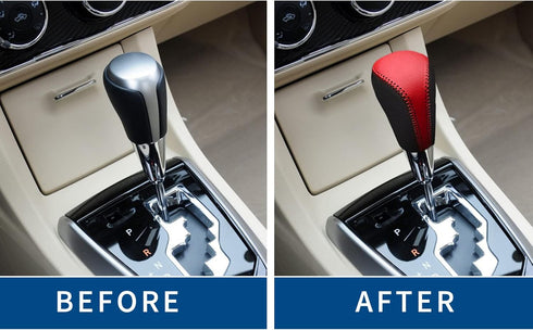 Compatible with DIY Genuine Leather Gear Shift Knob Cover Interior Accessories Protective Cover Decoration for Toyota Corolla 2014 2015 2016 2017 ...
