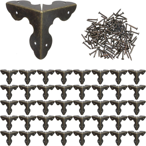 T Tulead 40PCS Metal Corner Protector Decorative Corner Hadrware Wood Corner Guards Black Edge Guard 1.3" with Mounting Screws...
