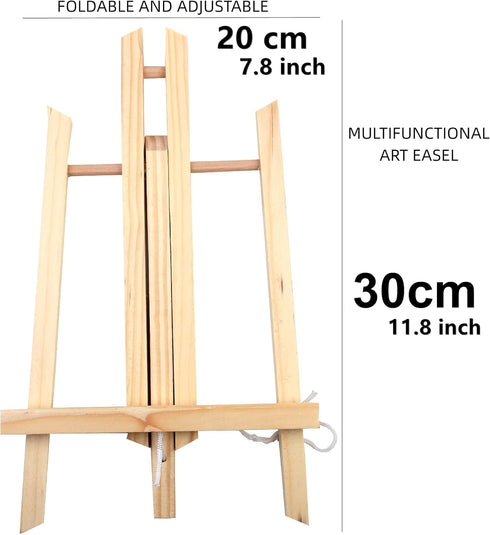 11" Small Tabletop Display Stand A-Frame Artist Easel, Beechwood Tripod, Painting Party Easel for Students Classroom Table...