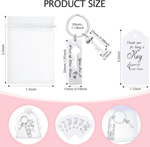 Misdary 72 Pcs Team Appreciation Gifts Thank You Keychain Bulk with Card Organza Bag for Coworkers Employee Staff Teacher Nurse Volunteer Team...