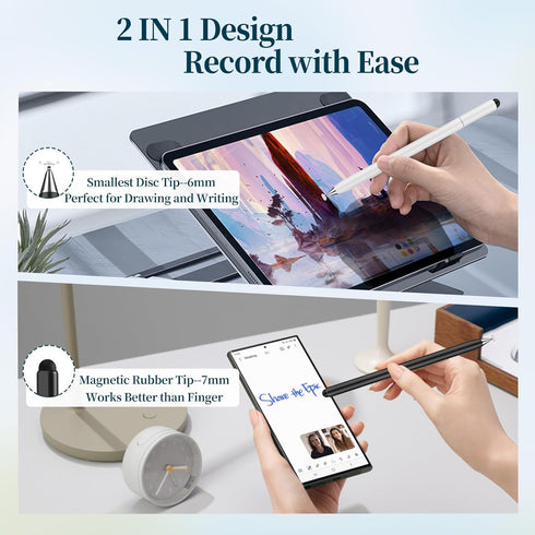 Stylus Pen for Touchscreen, 2 in 1 High Sensitivity Rotatable Disc Stylus for iPhone iPad Pro Tablets Samsung Tablets Chromebook All Universal Tou...
