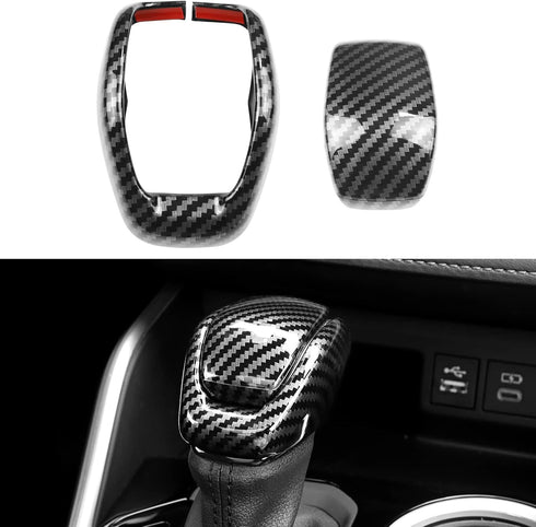 Toyota Carbon Fiber ABS Car Gear Shift Knob Cover Trim Fit for Toyota Highlander 2020 2021 2022 Compatible with Toyota RAV4 2019-2022 Car Interior...