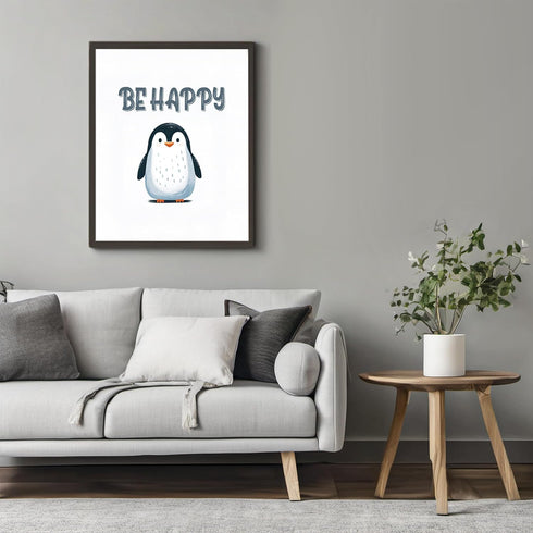 Posterizer 1 pcs-Be happy-cute penguin quote-Kids Room Art-Motivational & Inspirational Art-Gift for Daughter, Son, Kids-decor for nursery toddler...