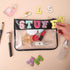 Makeup Bag Waterproof Leather Cosmetic Bag Toiletry Bag,DIY Chenille Letter Bag Nvlon Clear Travel Makeup Bag for Women Girls (Black)...