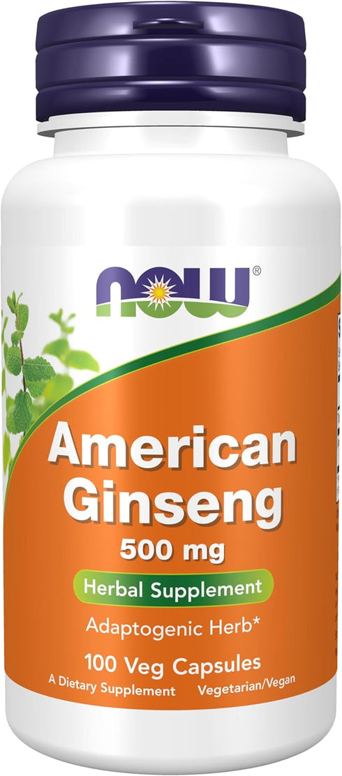 NOW Supplements, American Ginseng (Panax quinquefolius) 500 mg, Herbal Supplement, 100 Veg Capsules...