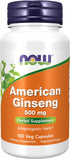 NOW Supplements, American Ginseng (Panax quinquefolius) 500 mg, Herbal Supplement, 100 Veg Capsules...