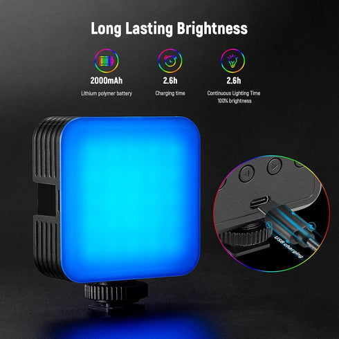 NEEWER Magnetic RGB Video Light, 360° Full Color RGB61 LED Camera Light with 3 Cold Shoe Mounts/CRI 97+/20 Scene Modes/2500K-8500K/2000mAh Recharg...