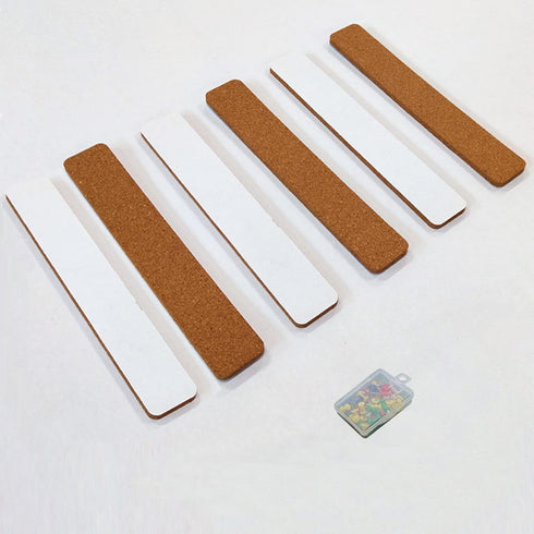 6Pack Cork Board Bar Strips for Wall,15x2inch-1/2inch Thick Self Adhesive Bulletin Bar Strips with 50 Push Pins for Paste Notes,Photos, Schedules,...