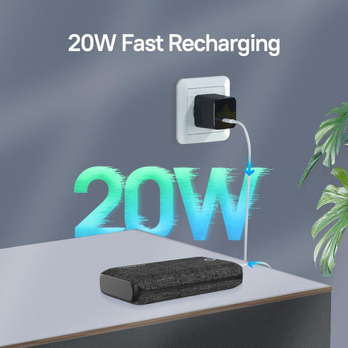Portable Charger, 20000mAh Power Bank with USB C in&Out 20W High-Speed Recharging Battery Pack Compatible with iPhone,Android etc (Black) (Black)...