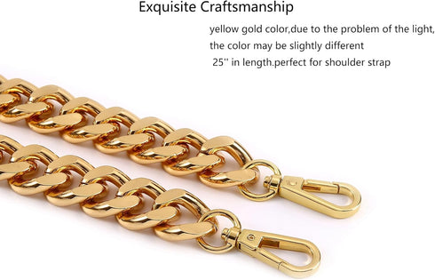 25 Inch Trendy Chunky Metal Chain Purse Handle Shoulder Strap Replacement for Handbag (Yellow Gold)...