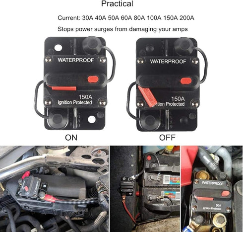 150 Amp Circuit Breaker Manual Reset 30-250A for Car Truck Rv ATV Marine Trolling Motors Boat Vehicles,12V-48V DC (150A)...