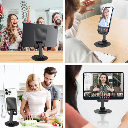 2PCS Cell Phone Stand, Adjustable Phone Holder 360° Rotation Fully Foldable Desktop Dock Compatible with iPhone 15 14 13 Pro Max Android Smartphon...