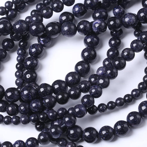 45PCS 8MM Natural Blue Sand Stone Beads Energy Healing Beads for DIY Jewelry Bracelet Necklace Making for Jewelry Making15Inch...