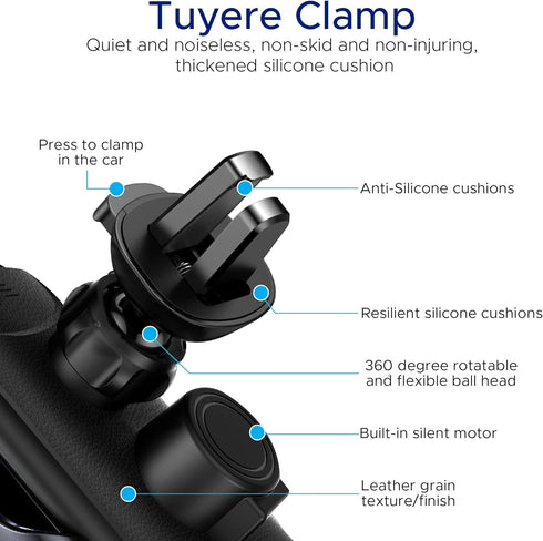 Wireless Car Mount Charger - Fast Wireless Car Charger Phone Case for iPhone, Android, and Qi-Enabled Devices - Auto Clamping & Rotating Car Phone...