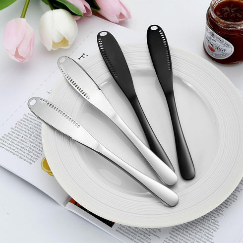 6PCS Butter Knife, 8.7” silver Butter Spreader, 3 in 1 Kitchen Gadgets Serrated, Stainless Steel Butter Knife Spreader, Butter Spreader Knife with...
