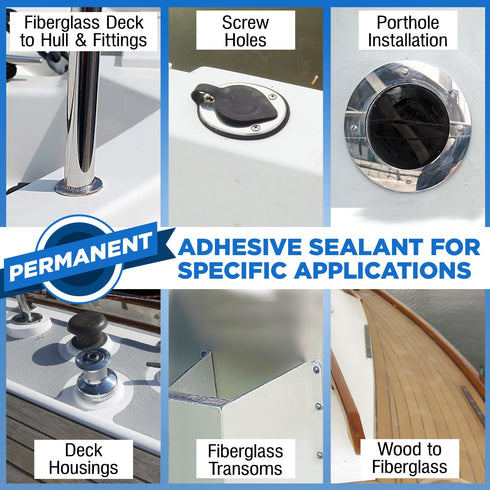 3 oz Marine Adhesive Sealant 5200 Fast Cure (White) - Permanent, Watertight Bonding and Sealing - UV Resistant, above & below Waterline - Compare ...