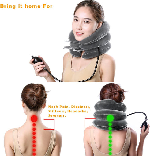 Cervical Neck Traction Device Inflatable Neck Stretcher, Easy to Use for Chronic Neck and Shoulder Pain Relief Traction Spine Alignment, Neck Cerv...