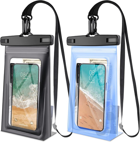 2Pcs Floating Waterproof Phone Pouch Large, IPX8 Waterproof Phone Bag Case for iPhone 15 14 Plus 13 Pro Max 12 11 8 Plus Samsung Up to 7.2'', Wate...