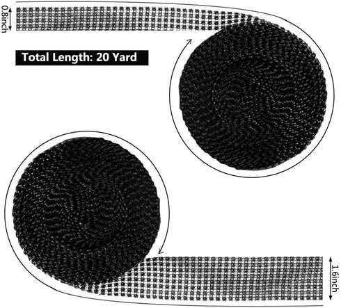 BTSD-home 20Yards Rhinestone Diamond Ribbon Roll for Wedding Cakes, Birthday Decorations, Baby Shower Events, Arts and Crafts Projects 2 Rolls (Bl...