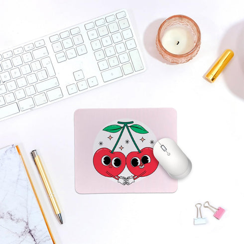 Funky Cherry Personalized Pink Mouse Pads,Cherry Print Design,Small Mouse Pads for Desk Home Office Gaming Working,Home Decor Accessories Office S...