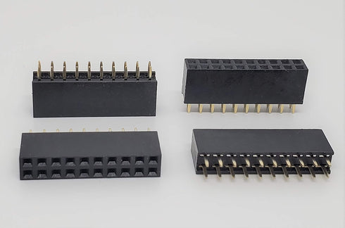 25-Pack 20P 2.54mm 0.1" Pitch PCB Female Pin Headers 2x10 Dual Rows 20 Pins Female Sockets to Male Straight PCB DIP, Double Rows PC Board Through-...