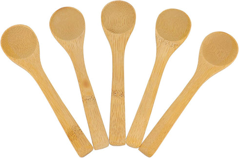 5Pcs Small Wooden Spoons, 5 inches Mini Wood Soup Salt Tasting Spoons Honey Teaspoons for Condiment Coffee Tea Sugar Jam...