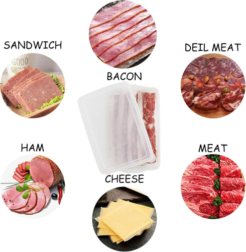 2 Pack-Bacon Keeper, Deli Meat Saver Cheese Cold Cuts Plastic Food Storage Containers with lids for Refrigerators,Lunch Box Christmas Cookie Holde...