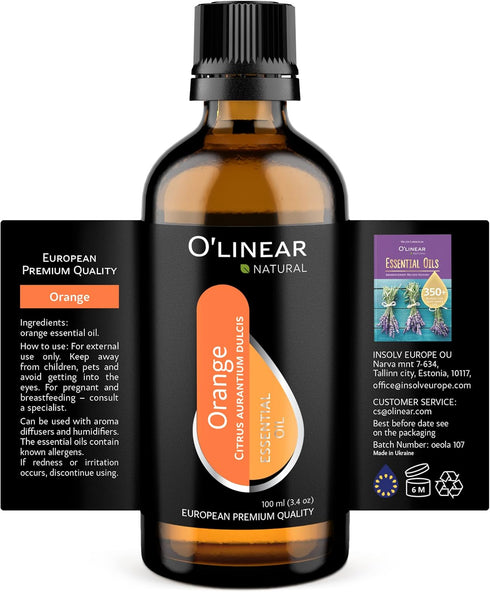 O'Linear Orange Essential Oil for Diffuser Air Humidifiers, 3.4 Fl Oz, Pure, Scented, Aromatherapy...