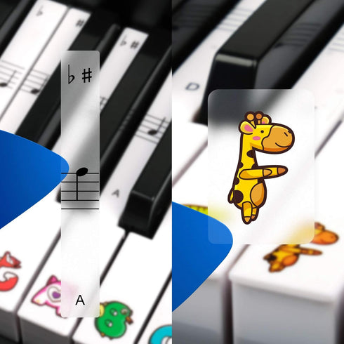 Keyboard Stickers,Kids Cartoon Cute Animals Piano Keyboard Letters Stickers Removable for 88, 76, 61, 49 Key Extra Large Piano Stickers for Kids...