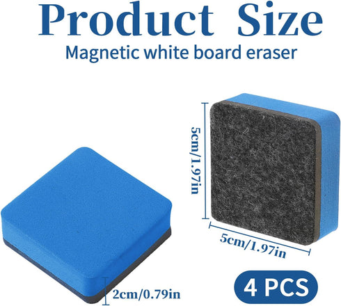 4 Pack Dry Erase Erasers Whiteboard Cleaner Pads Chalkboard Small Wipers Colorful Marker Erase Supplies for Classroom Office Glass White Board Tea...