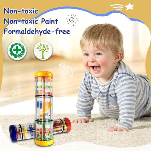 LOOIKOOS Rainmaker Rain Stick Musical Instrument for Babies,Baby Rattle Shaker Sensory Developmental Toy,Raindrops Musical Instrument Toddler Musi...