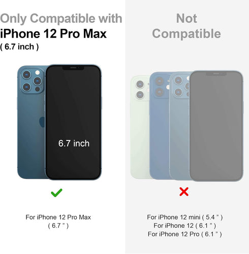 SURPHY Designed for iPhone 12 Pro Max Case 6.7 inch, Premium Faux Leather Phone Case (with Metallic Buttons & Microfiber Lining) Compatible with i...