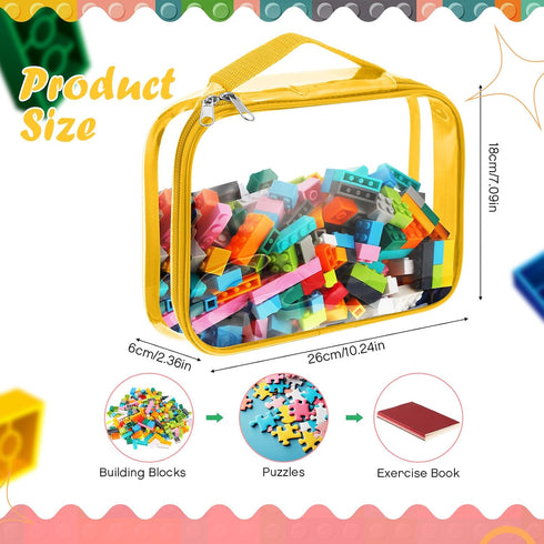 Sanwuta 3 Packs Toy Storage Bags with Zipper, Clear PVC Organizing Bags, Waterproof Toy Bags for Board Games, Building Blocks, Toys and Kids Books...