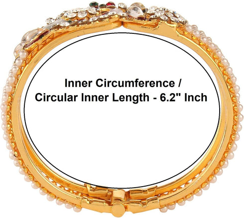 Efulgenz Indian Bangles for Women Women's Bangle Bracelets Fashion Jewelry Indian Bollywood Faux Pearl Kundan Rhinestone Peacock Hinge Open able C...