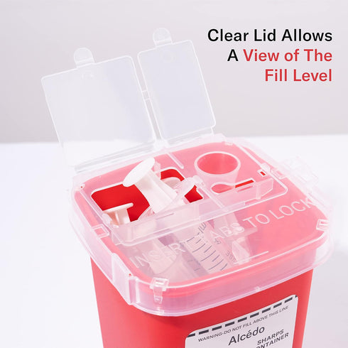 Alcedo Sharps Container for Home Use and Professional 1 Quart (3-Pack) | Biohazard Needle and Syringe Disposal | Small Portable Container for Trav...