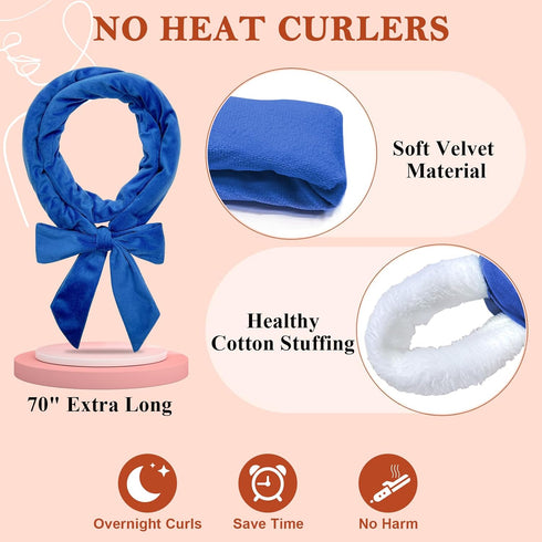 weiwei No Heat Curlers, Overnight Curls No Heat Curling Headband Soft Hair Curler Rollers to Sleep In, 70 Inches Non Heat Hair Wrap Curling Rod Ri...