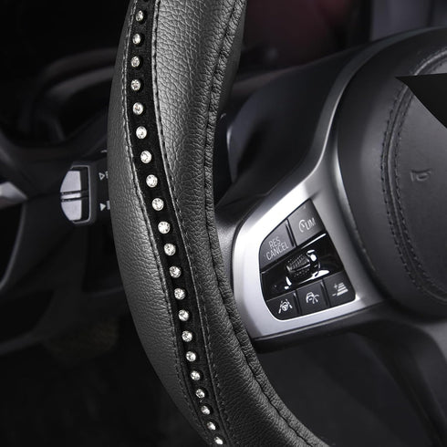 AUTOYOUTH Steering Wheel Cover, Crystal Studded Rhinestone Bling Styling for Car, SUV, Truck Heavy Duty, Anti-Slip, Excellent Grip Standard Size 1...