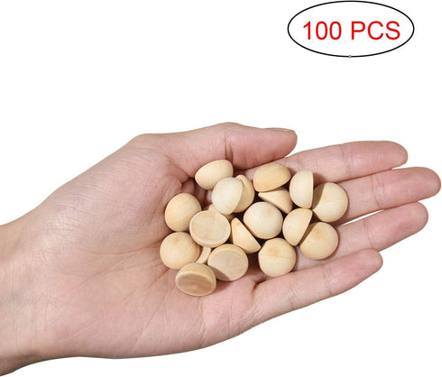 100 PCS 15 mm Split Wood Balls, Small Natural Unfinished Half Round Wooden Beads for Kids Craft...