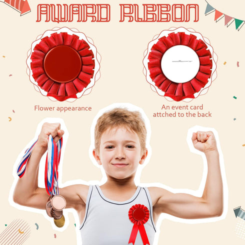 12 Pieces Blank Award Ribbon Prize Ribbon 1st Place Rosette Ribbon Award Medal Winner Victory Ribbon Recognition Participation Ribbon for Competit...