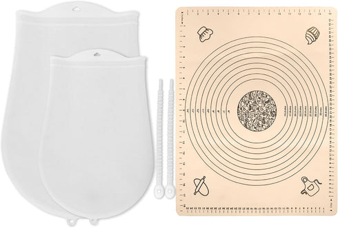 Kneading Dough Bags 2 Pieces And Silicone Mat For Baking Set, Dough Mixer for Bread Pastry Pizza, Non-slip Dough Rolling Baking Mat, Countertop Kn...