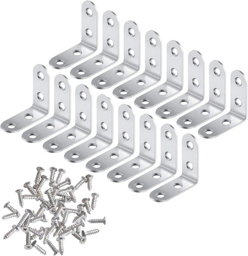 Onwon Corner Brace 40 x 40mm, 16 Pieces Angle Beacket, Stainless Steel Brace Corner, L Shaped Corner, Fastener Joints Fastener Beacket with 64 Pie...