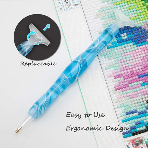 Sonsage Resin Diamond Painting Pen for Adult,Light Blue Curvy Body Pen Diamond Art Accessories Kits,5D DIY Acrylic Applicator Accessories Gem Jewe...