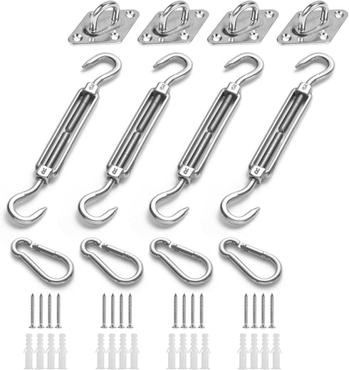 HOMPER Awning Attachment Set, Heavy Duty Sun Shade Sail Stainless Steel Hardware Kit for Garden Triangle and Square, Rectangle, Sun Shade Sail Fix...