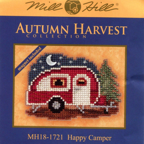 Happy Camper Beaded Counted Cross Stitch Ornament Kit Mill Hill 2017 Autumn Harvest MH181721...