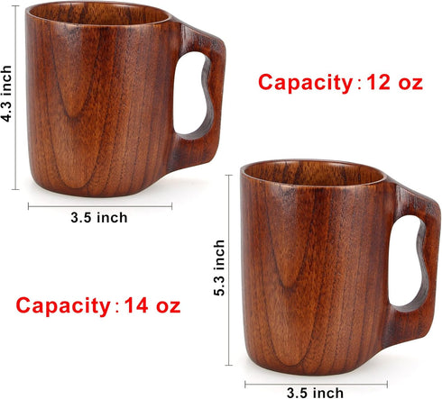 14 oz Wood Cup Coffee Mug for Men Mugs Gift Tankard Unique Small Wooden Man Cup Cool Drinking Portable Outdoor Viking Mug Fancy Cups Beer Mugs Ste...