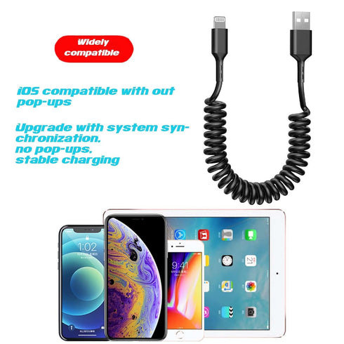 Coiled Lightning Cable, iPhone Charger Cable 4.9FT for Car, 4.9 Feet Lightning Cord Compatible with iPhone14/13/12/11 Pro Max/XS MAX/XR/XS/X/8/7/P...